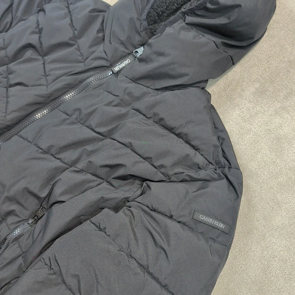 Calvin Klein Men XXL Black Puffer Jacket Sorona Aura Insulated Hooded Parka Coat